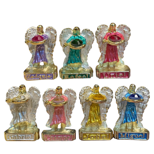 Set of 7 Archangels, Miniature Figures, Brass Plated 39mm