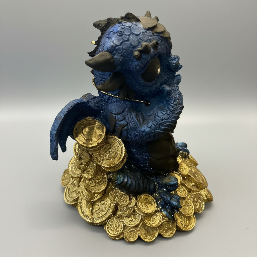 Baby Type Dragon Resin 14.5 Cm National Hand Painted.