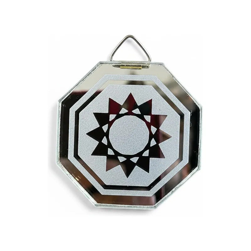 Espejo Octagonal, Grabado Con Símbolos Esotéricos De 5 Cm Estrella De 12 Picos by HEREJE