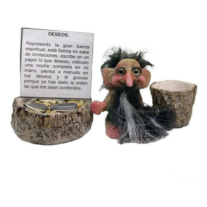 Troll Mini + Comedero + Semillas + Tarjeta Varios Modelos Deseos 4.7cm