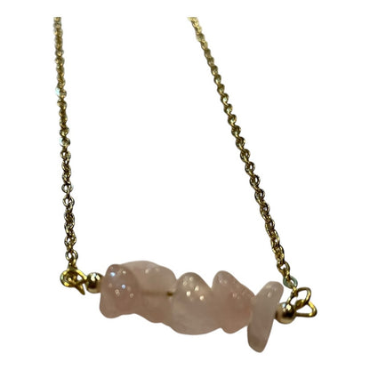 Collar Aquíje Pedra Cuarzo Dorado 45 Cm