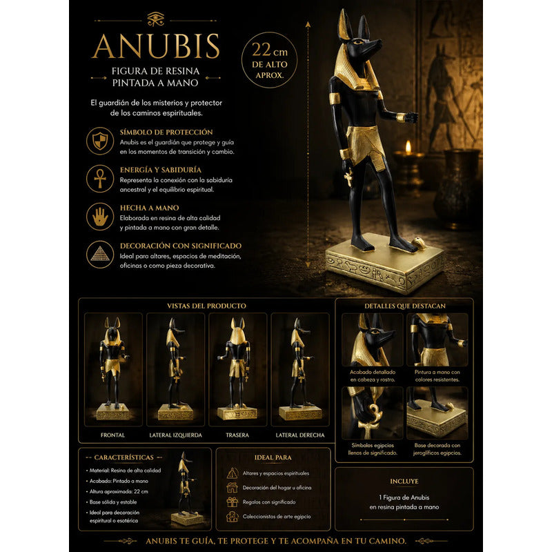 Figura Decorativa Dios Egipcio Anubis Resina 22 Cm Negro by HEREJE
