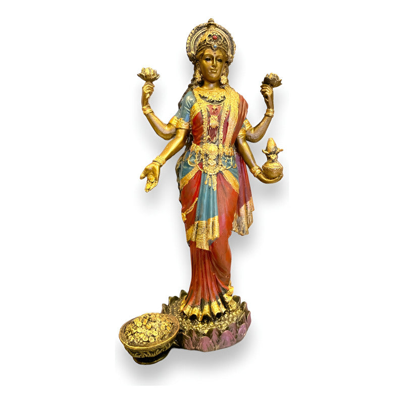 Lakshmi Diosa Fortuna Resina Artesanal Ritualizado.