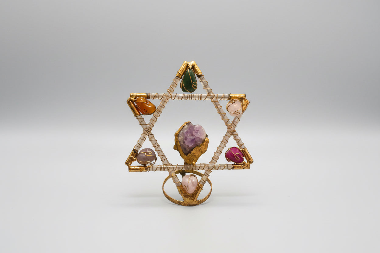 Figura Estrella De David En Tubo Cristal Relleno De Cuarzo