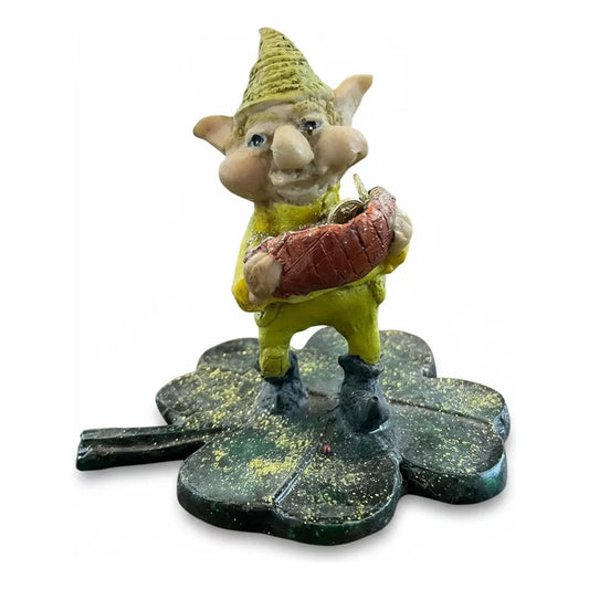 Figura Duende De La Abundancia Con Trébol De La Suerte 14 Cm Verde by HEREJE