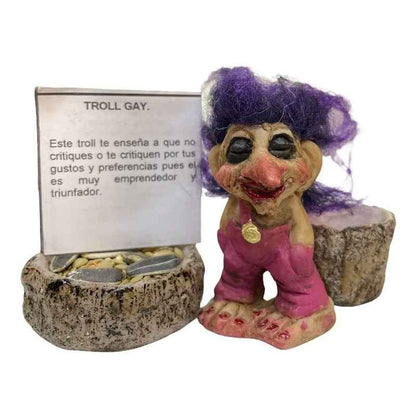 Troll Mini + Comedero + Semillas + Tarjeta Varios Modelos Proteccion Lgbt+++ 6cm