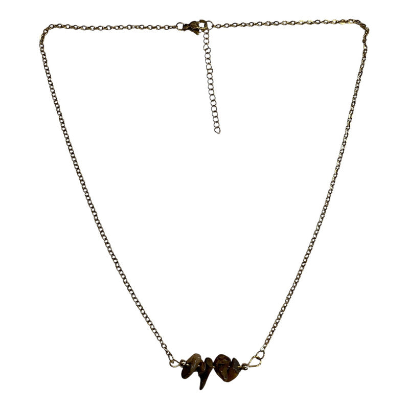 Collar Aquíje Pedra Cuarzo Dorado 45 Cm