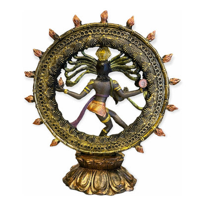 Shiva Nataraja Cosmic Dance 22.5x20x8cm Hand Painted.