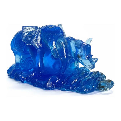 Elefante Y Rinoceronte Azul Figura De Resina 4.5 Cm De Alto Azul
