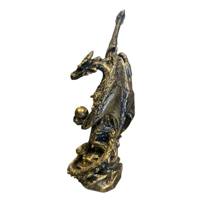Golden Dragon Decorative Figure 12 cm Made of Mexican Resin