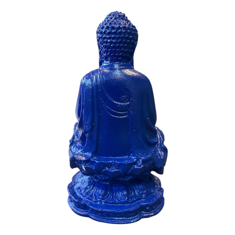 Buda Azul 10cm Figura De Resina.