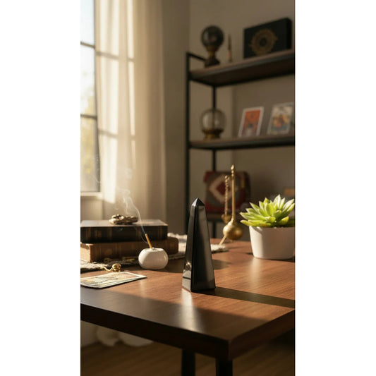 Obsidiana En Obelisco Tallado A Mano De Entre 6 Y 7 Cm Negro