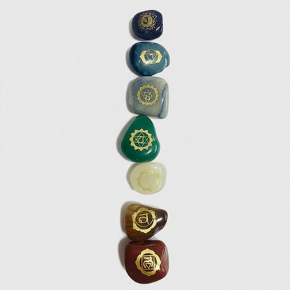 7 Chakra Stones (chakras) Engraved Quartz Set