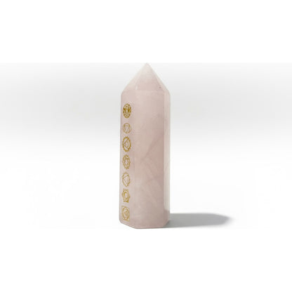Obelisco De Cuarzo Con Los Chakras Grabados 7cm
