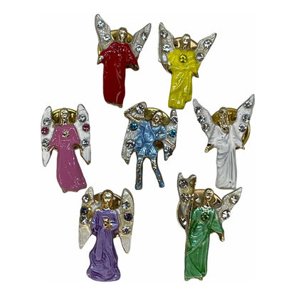 Juego 7 Arcangeles Dije Baño De Oro Con Cristal Miguel Jofie