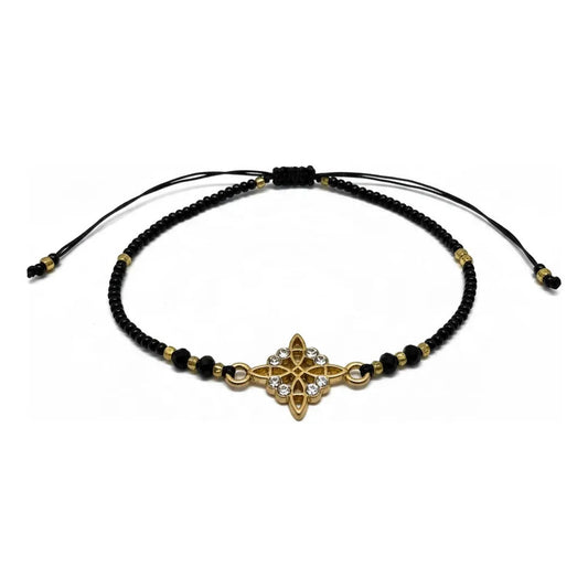 Pulseras De Hilo Tejido Artesanal. Nudo Chaquiron Negro 18 Cm by HEREJE