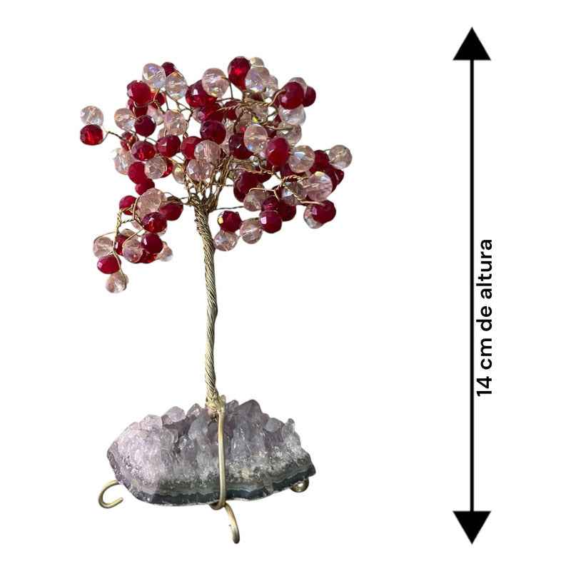 Arbol De La Vida En Cristal Con Base De Cuarzo, 14 Cm Altura Transparente/rojo by HEREJE