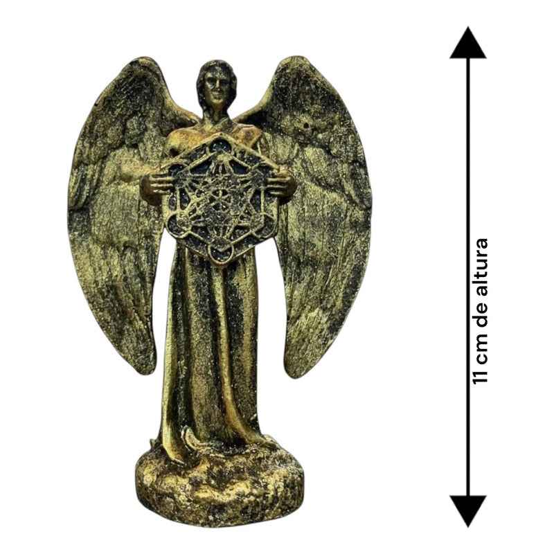 Figura Arcángel Metatrón Con Cubo En Resina 11 Cm Dorado Oscuro