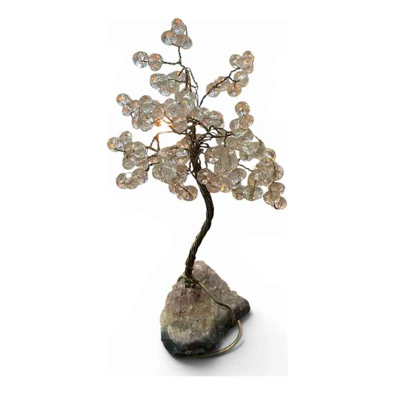 Arbol De La Vida En Cristal Con Base De Cuarzo, 14 Cm Altura Transparente by HEREJE