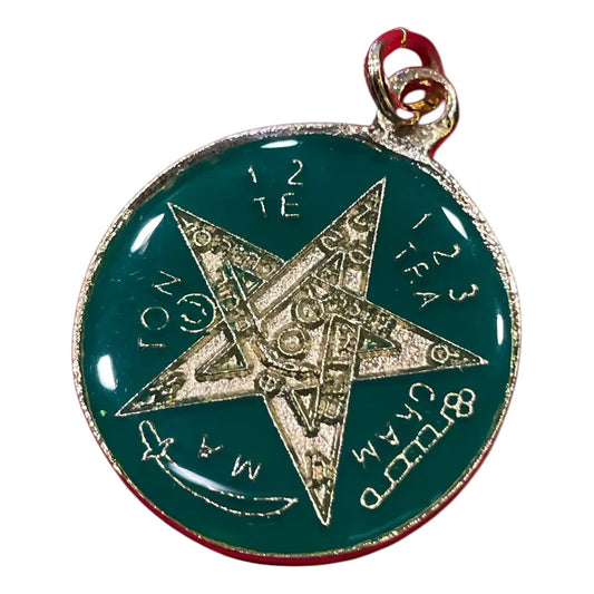 Pentagrama Ritualizado Mediano 7 Metales Tetragramaton 25mm Verde M by HEREJE