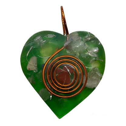 Orgonite Heart Pendant Amulet Charm Cleanses Energy