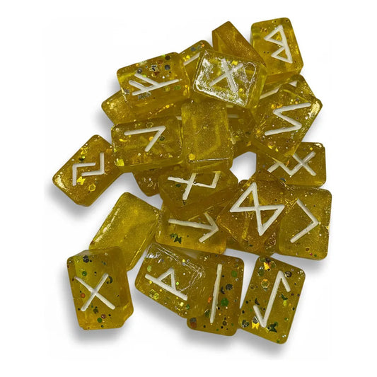 Runas Celtas En Resina Pintadas A Mano 25 Piezas Ahumado Yellow