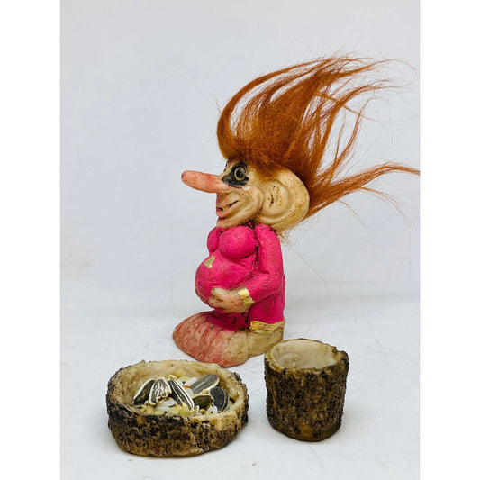 Troll Fertilidad + Comedero 9 Cm Figura De Resina Nacional.