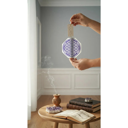 Espejo Octagonal Flor De La Vida 9cm Morado