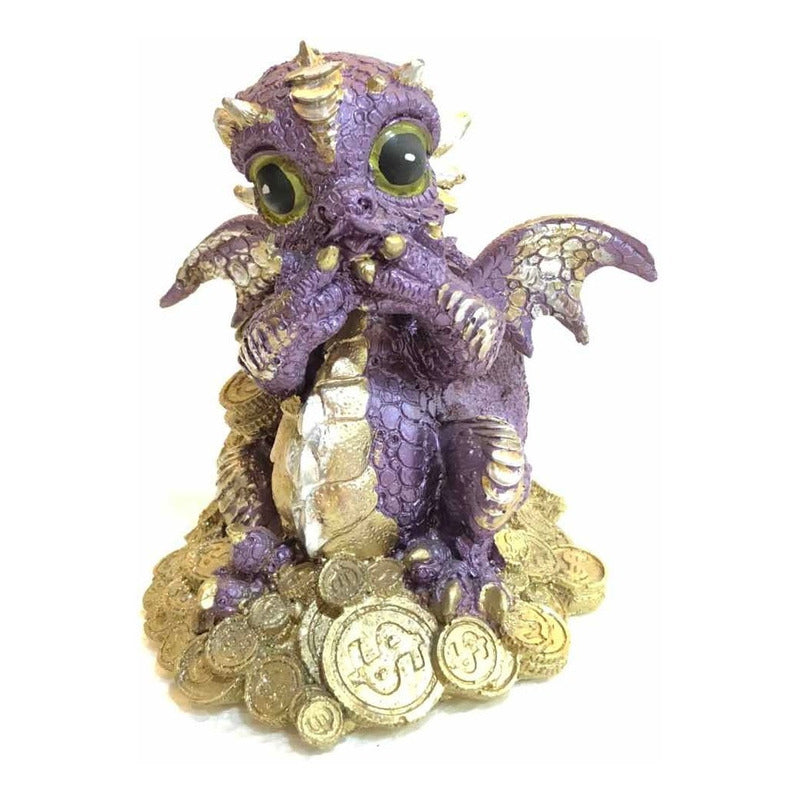 Dragón Tipo Bebe Resina 14.5 Cm Nacional Pintado A Mano.