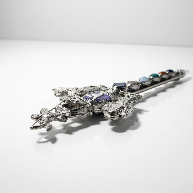 Vara De Poder Arcangeles Con Cuarzo Niquelado 33cm Estimado Agata Morada