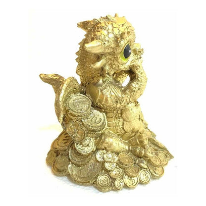 Dragón Tipo Bebe Resina 14.5 Cm Nacional Pintado A Mano.