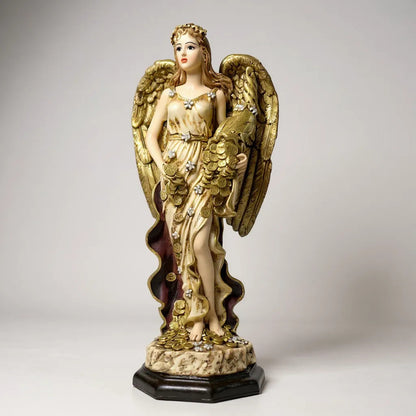 Angel De La Abundancia, Abundia Figura De Resina 30x12x10 Cm Dorado