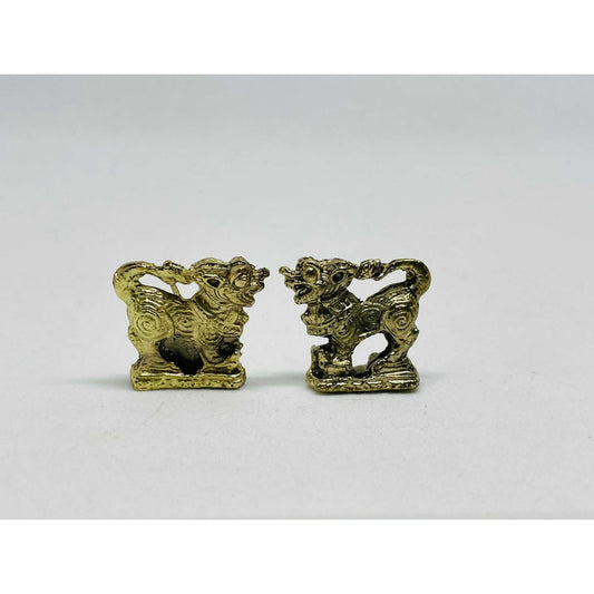 Fu Dogs Pair In Small Gold Metal
