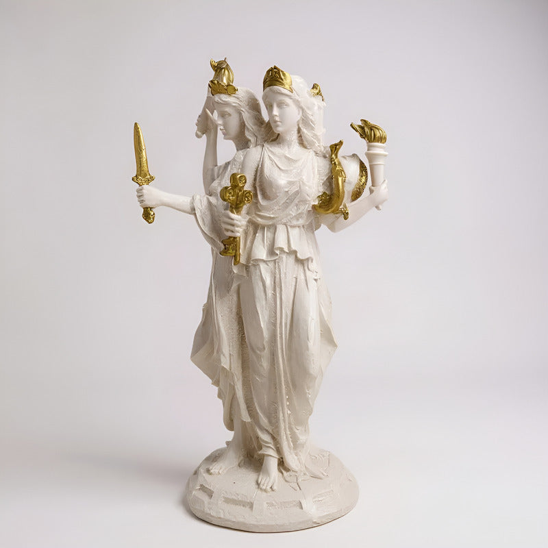 Estatua Hecate Triple Diosa Resina 21cm