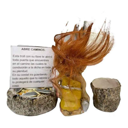 Troll Mini + Comedero + Semillas + Tarjeta Varios Modelos Abrecamino 6.5cm