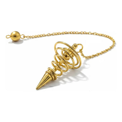 Pendulo Testigo Laton Varios Modelos Radiestesia Reiki Espiral Dorado by HEREJE