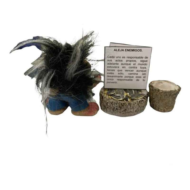 Troll Mini + Comedero + Semillas + Tarjeta Varios Modelos Aleja Enemigos 6cm