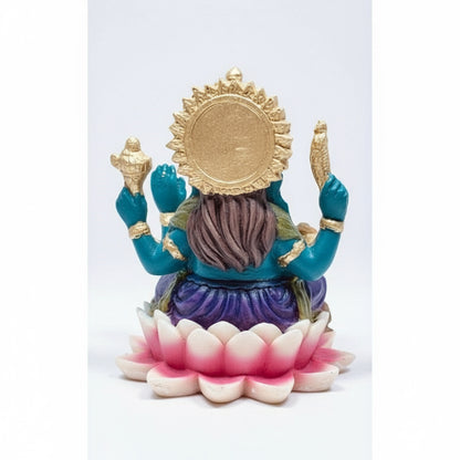 Ganesh Flor De Loto Figura En Resina Nacional
