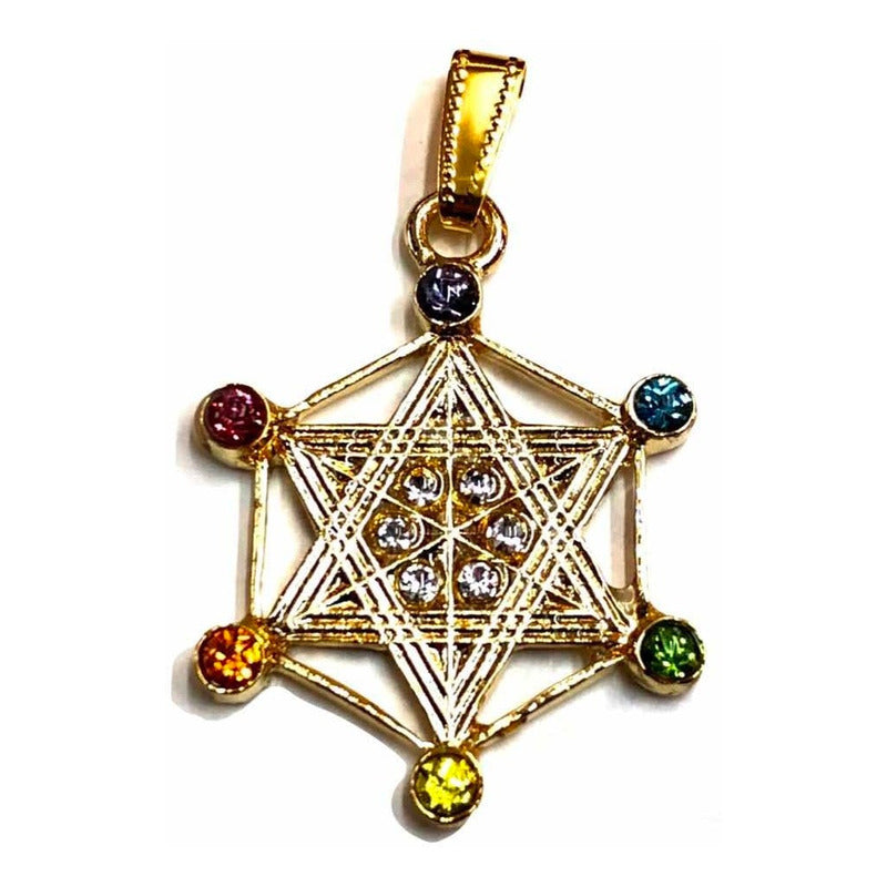 Metatron Gold Plated Pendant Without Chain With Crystal