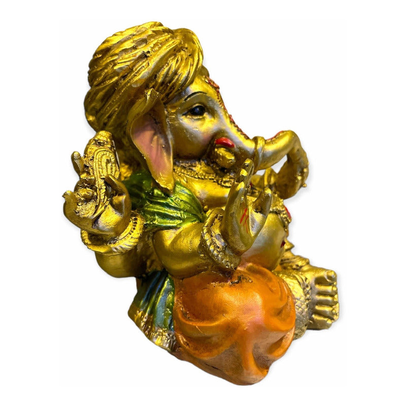 Ganesh Turban Resin Sculpture Handmade 15.5x17x13cm