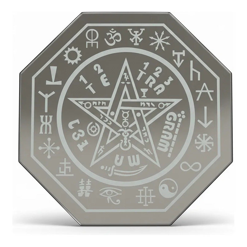 Espejo De 30 Cm Con Varios Grabados Artesanal A Elegir Tetrágramaton