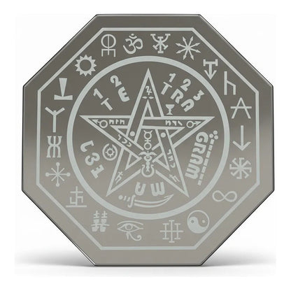 Espejo De 30 Cm Con Varios Grabados Artesanal A Elegir Tetrágramaton