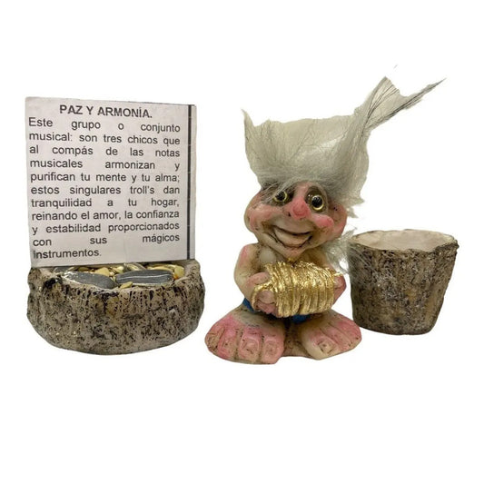 Troll Mini + Comedero + Semillas + Tarjeta Varios Modelos Paz Y Armonia Acordeon 5cm by HEREJE