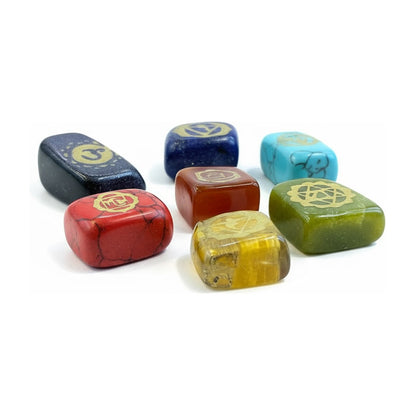 Piedras De Los 7 Chakras (chakras) Juego En Cuarzo Grabado