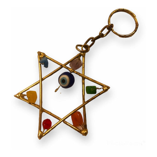 Star of David Keychain with Quartz