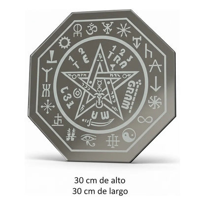 Espejo De 30 Cm Con Varios Grabados Artesanal A Elegir Tetrágramaton