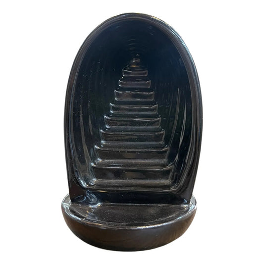 Quemado De Incienso Cascada De Humo Ceramico Negro Cupula Con Escaleras