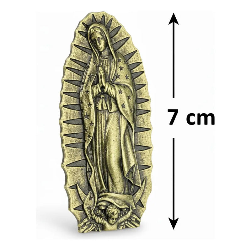Virgen De Guadalupe Iman Decorativo 7 Cm De Altura Bronce Viejo