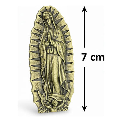 Virgen De Guadalupe Iman Decorativo 7 Cm De Altura Bronce Viejo