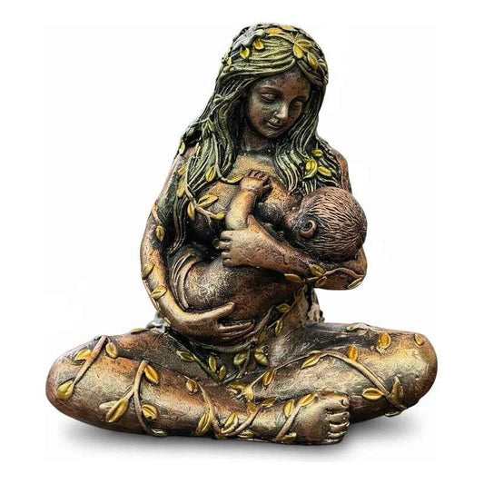 Figura Diosa Madre Tierra, Gaia De Resina 10 Cm Cobre
